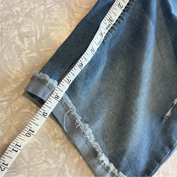 girls justice size 12 plus jean shorts 8.5in inseam summer cuffed hem med wash - Picture 6 of 7